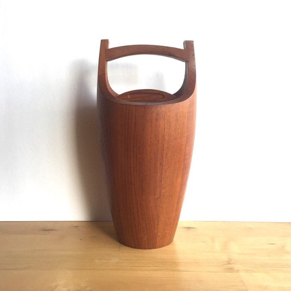 Mid Century Danish Modern Teak Congo Ice Bucket by Jens Quistgaard