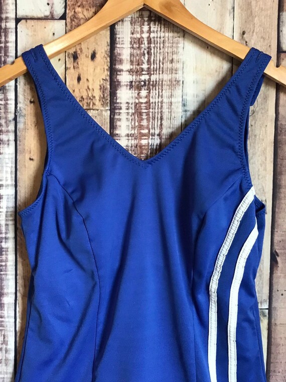 1960's One Piece Swimsuit, Vintage Royal Blue and… - image 3