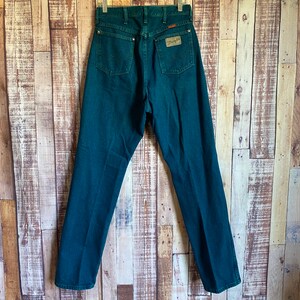 80&#39;s Vintage High Waist Wrangler Jeans, Vintage Retro Turquoise Denim Jeans by Wrangler  Size 32 x 31