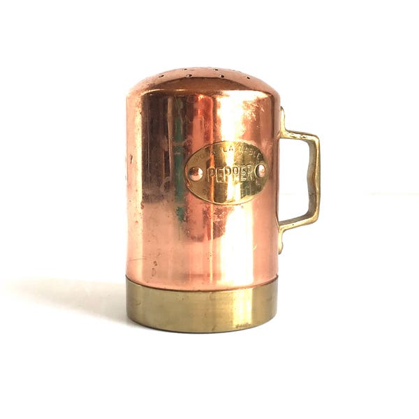 Vintage Pour La Table Copper and Brass Pepper Shaker Made in Portugal