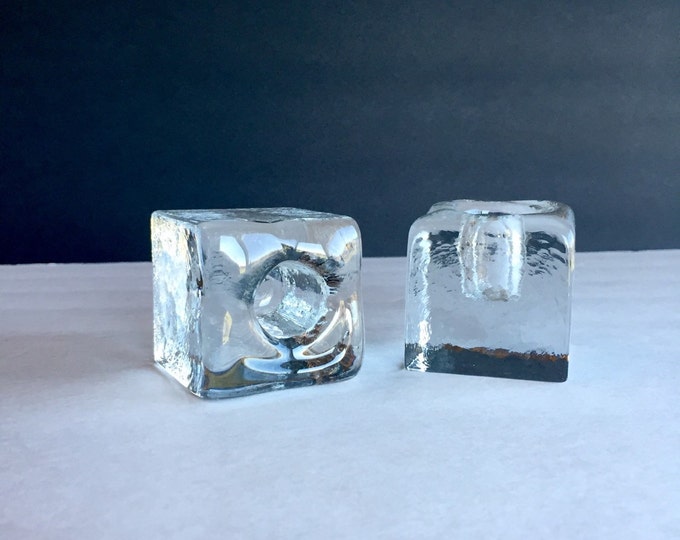 Blenko Glass Ice Cube Candle Holders Etsy