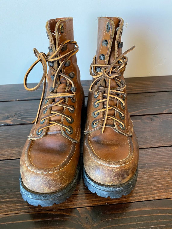 Vintage Leather Hiking Mountaineering Boots, Vint… - image 3
