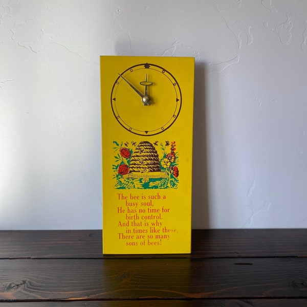 Vintage Wall Clock, Vintage Bees Clock, Vintage Sons of Bees Clock, 70's Retro Wall Clock