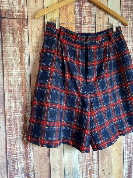 Vintage Plaid Wool Shorts, Vintage High Waist Pla… - image 4