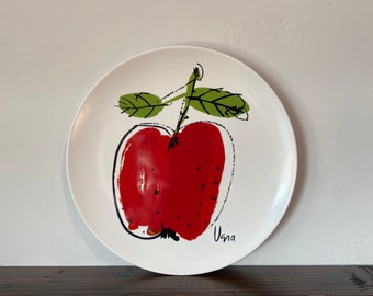 Mid Century Vera Neumann Forbidden Fruit Platter, Vintage Vera Forbidden Fruit for Mikasa Apple Platter