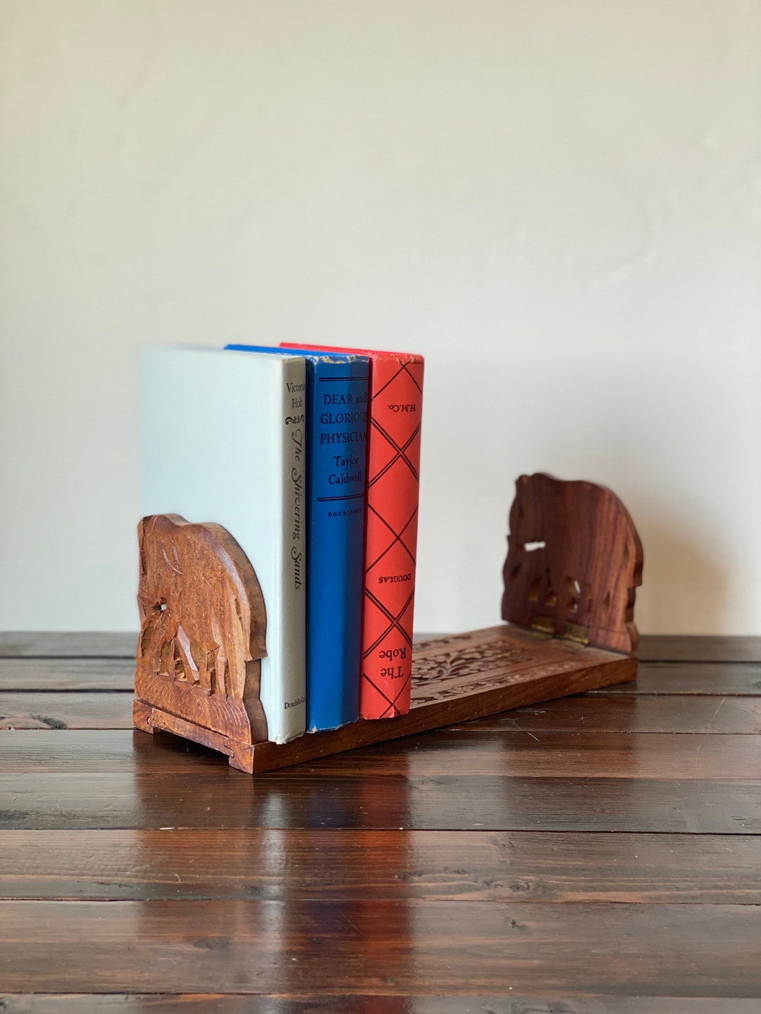 Vintage Carved Wooden Book Holder Expandable Wooden Book Etsy