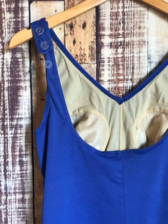 1960's One Piece Swimsuit, Vintage Royal Blue and… - image 6