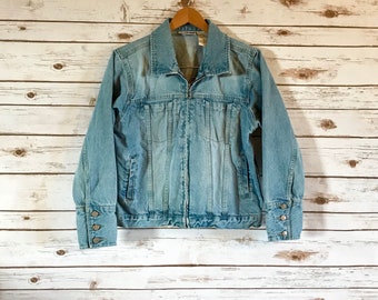 90's Vintage Denim Jacket, Vintage Bill Blass Jean Jacket Petite Medium, Retro Jean Jacket by Bill Blass in a Petite Medium