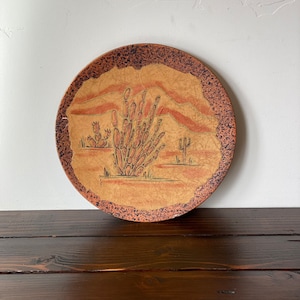 Rare  Cleo Teissedre Collectible Plate, Hard to Find Cleo Teissedre Cactus Decorative Plate, Vintage Cleo Teissedre Southwest Wall Plate