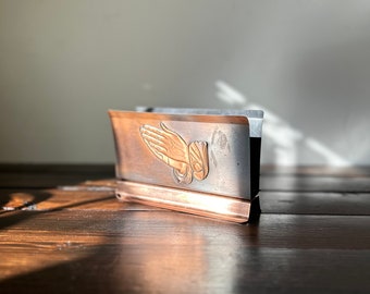 Vintage Coppercraft Guild Praying Hands Letter or Napkin Holder
