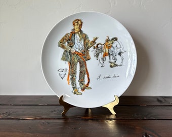 Rare  Charlie Russell Collectible Plate, Vintage CM Russell 'I Rode Him' Collectors Plate, Vintage Charlie Russell Montana I Rode Him Plate