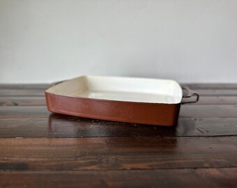 Vintage Dansk Kobenstyle Large Yellow Roasting Pan Made in France, Mid Century Dansk Kobenstyle 14" Yellow Baking Lasagna Pan