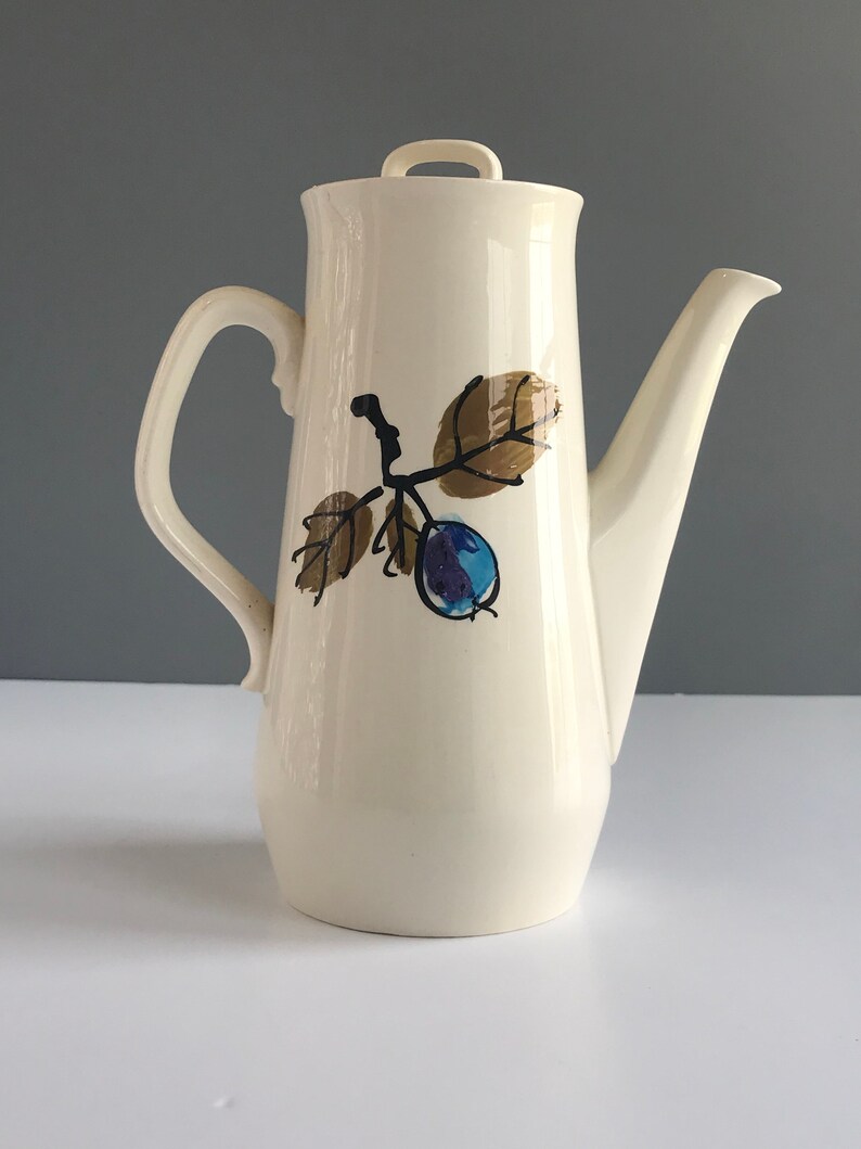 Mid Century Vera Neumann Forbidden Fruit by Island Worcester Coffee Tea Pot Vintage Modern Vera Neumann Island Worcester Coffee Pot