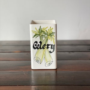 60&#39;s Toni Raymond Pottery Celery Canister, Mid Century Toni Raymond Pottery Celery Bin Made in England