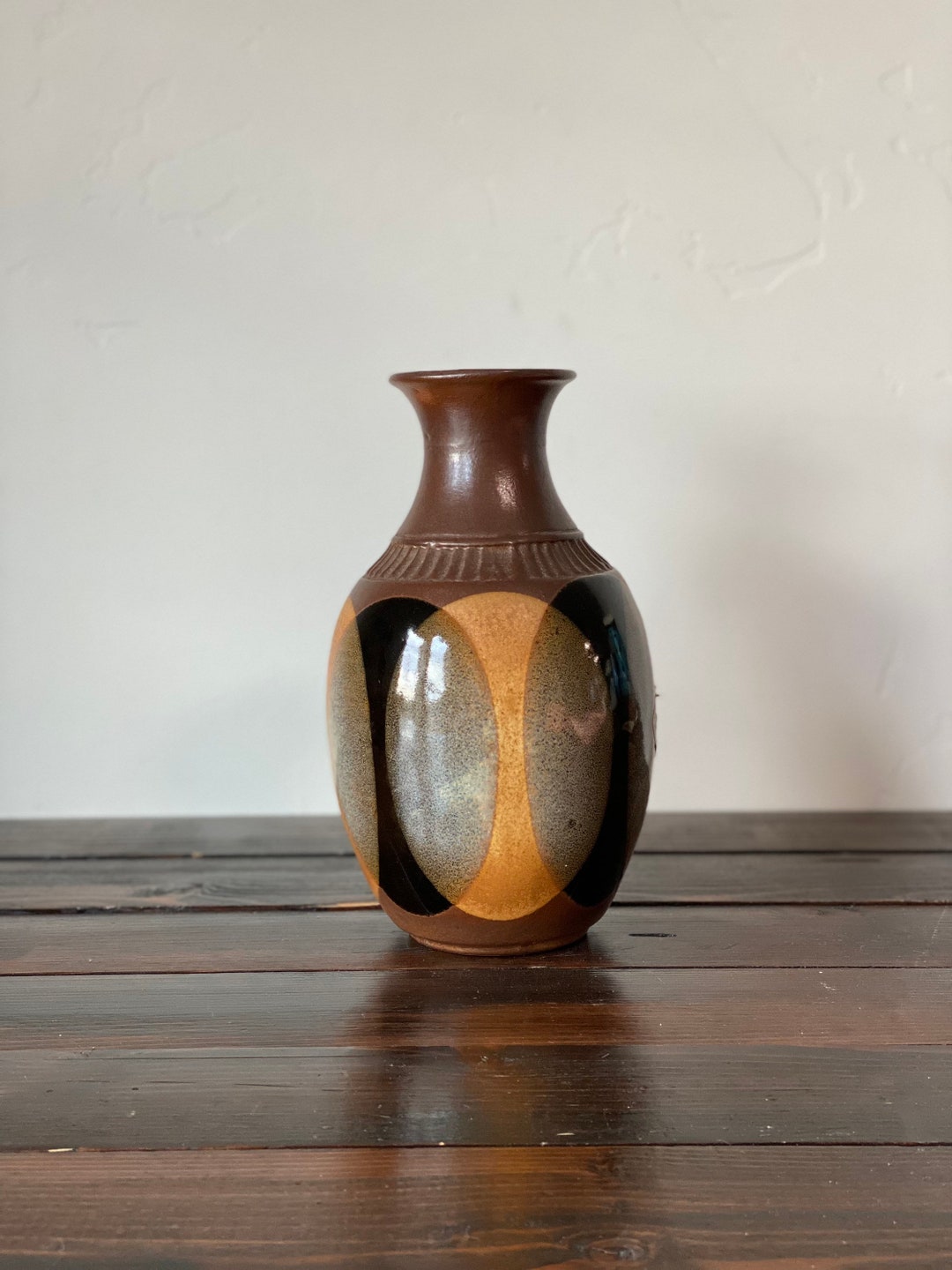 Mid Century Pottery Craft USA Vase, Vintage Pottery Craft USA Moon Dip