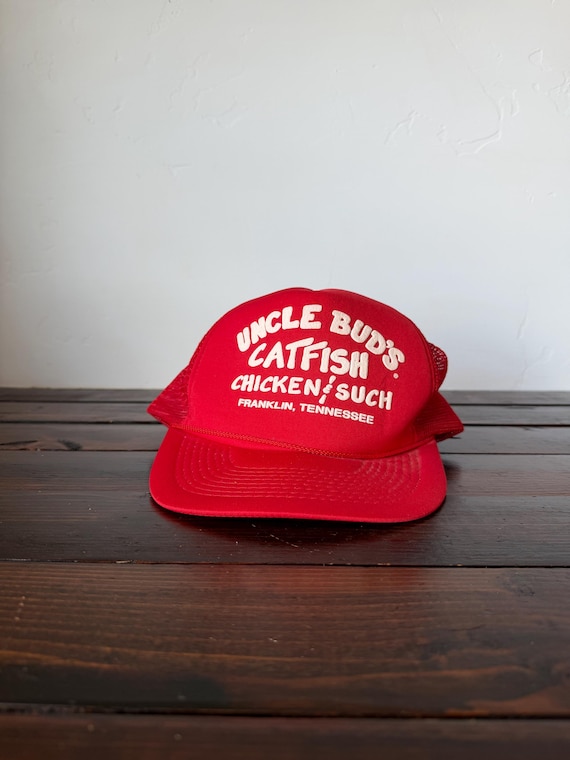 Uncle Bud's Catfish Chicken & Such Trucker Hat | Franklin Tennessee Restaurant Advertising Cap | Southern Restaurant Memorabilia