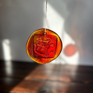Vintage Rocking Horse Pressed Glass Suncatcher Ornament