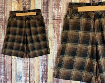 Vintage Plaid Rocky Mountain Shorts, Vintage High Waist Plaid Cotton Rocky Mountain Clothing Western Shorts Size 33