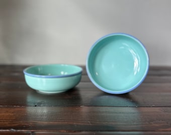 Discontinued Ranmaru Pamona Seafoam Coupe Bowls, Hard to Find Pamona Seafoam by Ranmaru Bowls Set of 2