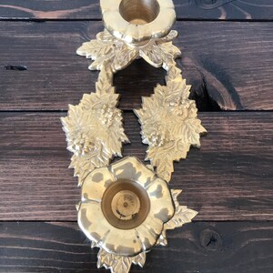 Vintage Brass Grape Leaf Taper Candleholders - Hollywood Regency Set image 4