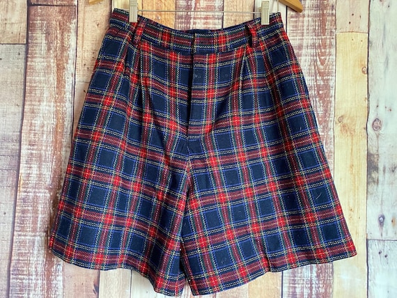 Vintage Plaid Wool Shorts, Vintage High Waist Pla… - image 5