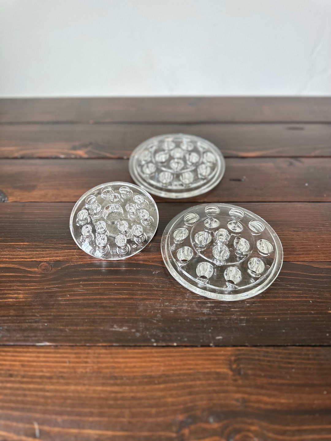 Vintage Glass Flower Frogs, Set of 3 Vintage Glass Flower Frogs Etsy