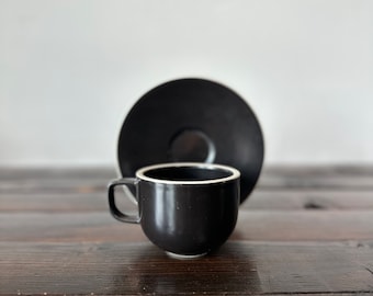 Massimo Vignelli Sasaki Colorstone in Matte Black Cup And Saucer