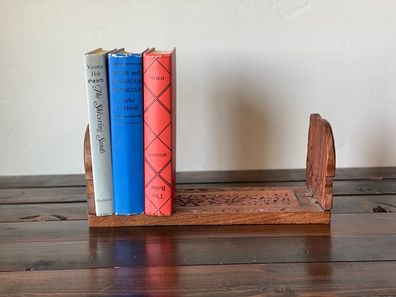 Vintage Carved Wooden Book Holder Expandable Wooden Book Etsy