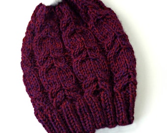 Cable knit beanie pattern, fun knitting pattern, women's knit hat pattern, knit beanie pattern, cabled beanie pattern, knitting project