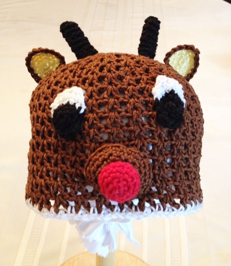 Baby/toddler/child's Crochet Rudolph the Red Nosed Reindeer Hat - for ...