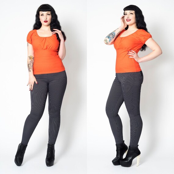 orange peasant top