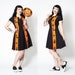 Pumpkin Town Peggy dress by Putré-Fashion, Black retro Halloween bowling dress with side pockets 