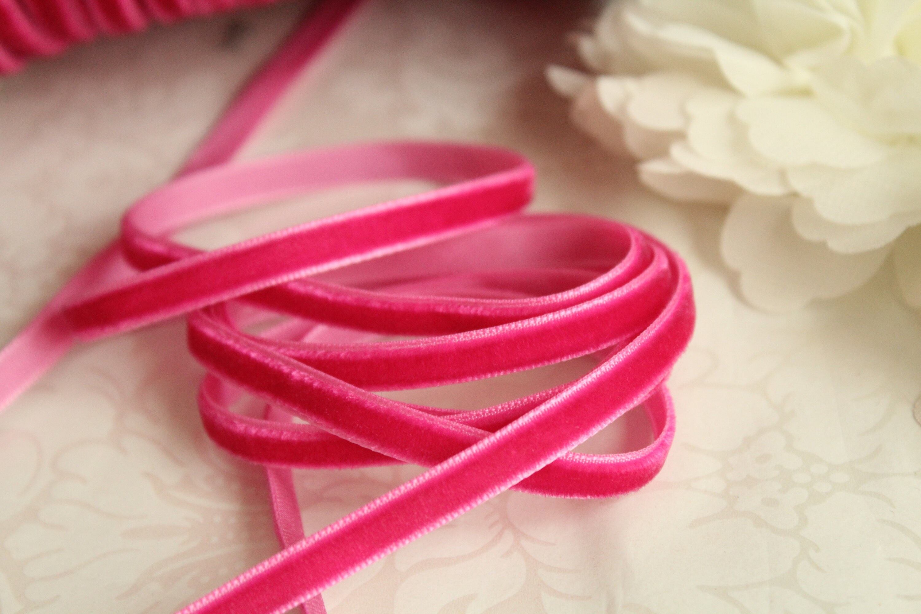 3/8 Inch 10 Mm Pink Velvet Ribbon / Single-face Velvet Ribbon / VRPHX38-036  