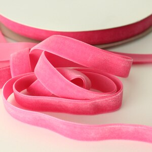 5/8 inch  Deep Pink Velveteen Ribbon / Pink Velvet / VYM58-156