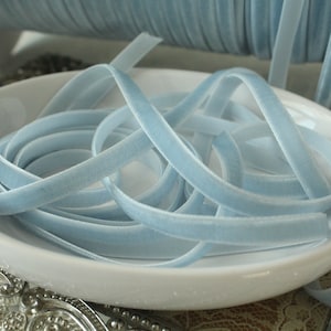1/4 inch (6mm) Pale Blue Velvet Ribbon VRXMD14-BLU