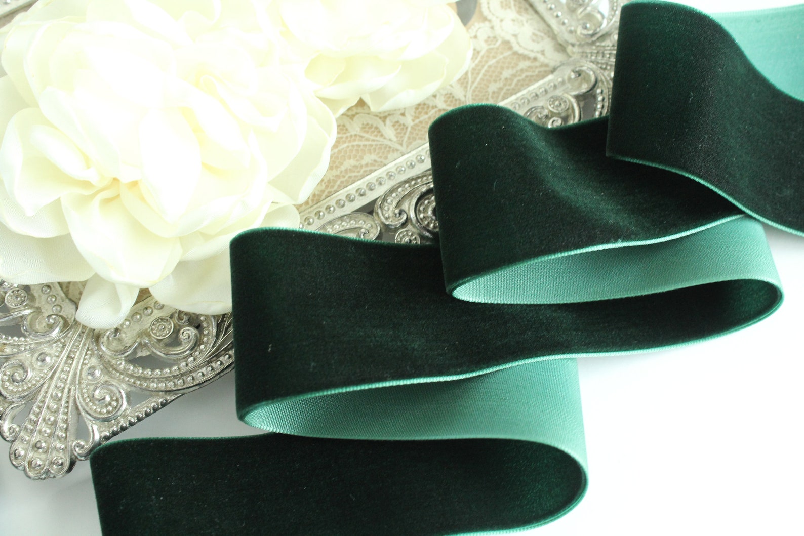 1.5 Inch 38mm Hunter Green Velvet Ribbon / Green Velvet / | Etsy