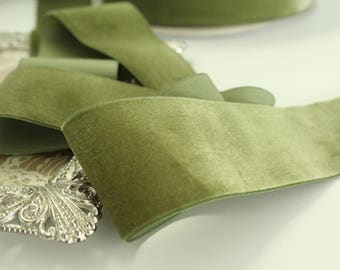 2 in ( 50mm ) Moss Green Velveteen Ribbon / VRYM200-570