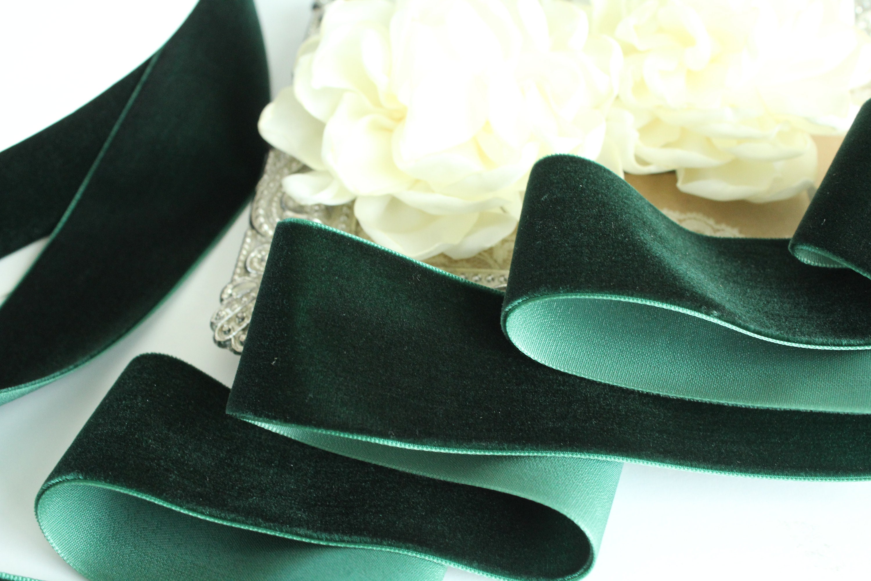 1.5 Inch 38mm Hunter Green Velvet Ribbon / Green Velvet / | Etsy