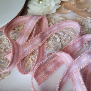 Pink and White Poly Ribbon 5yds