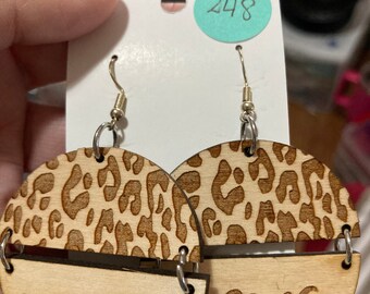 247 Leopard Mama Dangle Earrings, Gift for Mom