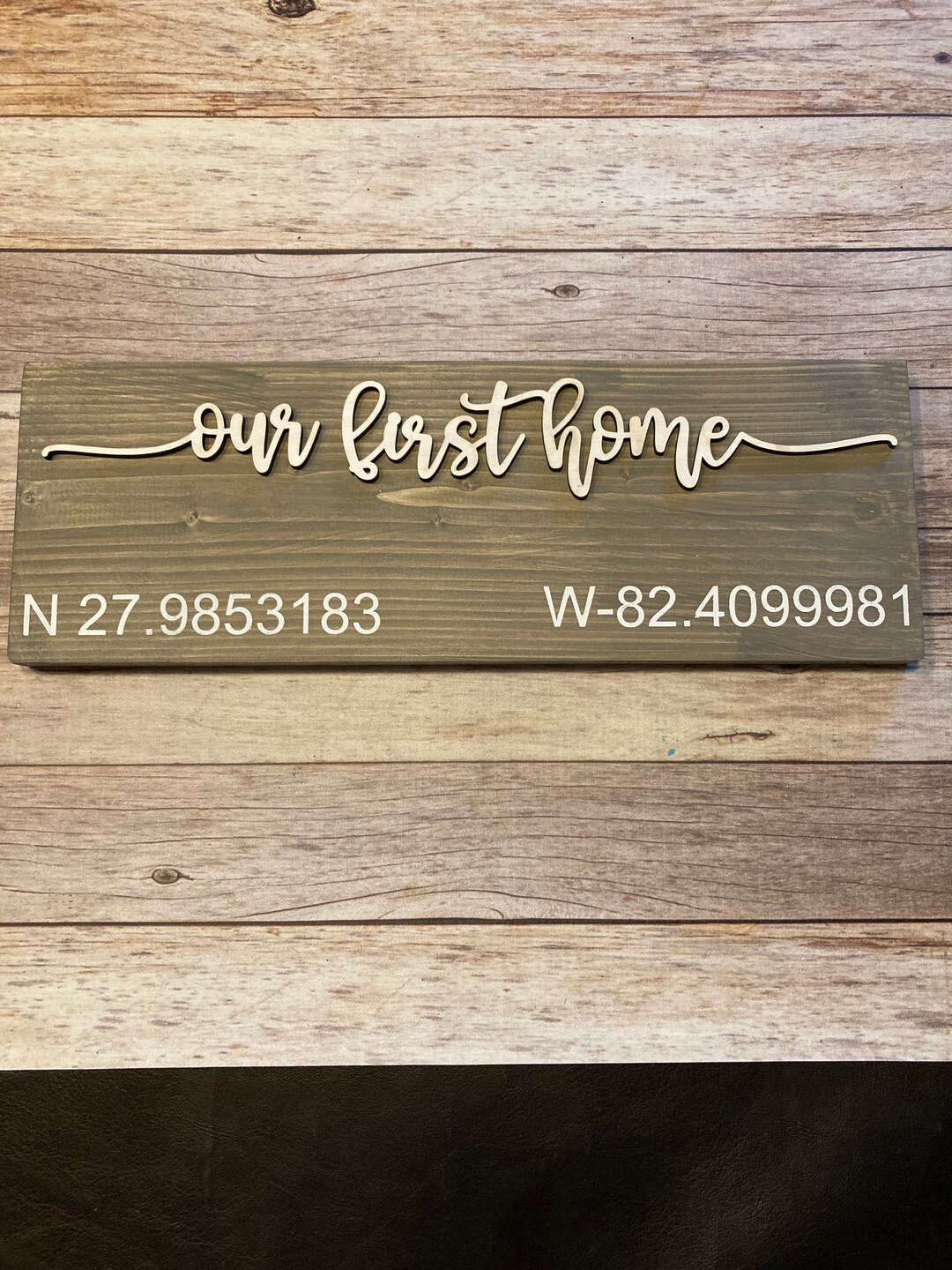3D Wooden Our First Home Sign, Coordinates, Realtor Gift - Etsy