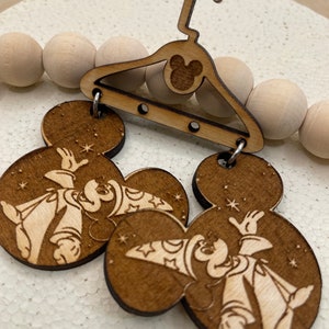 D109 Mouse Sorcerer Wooden Earrings,  Vacation Earrings,  Wooden Earrings, Gifts for Her