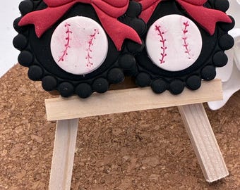 Custom Polymer Clay Baseball team earrings - Spirit Jewelry - Mom Earrings