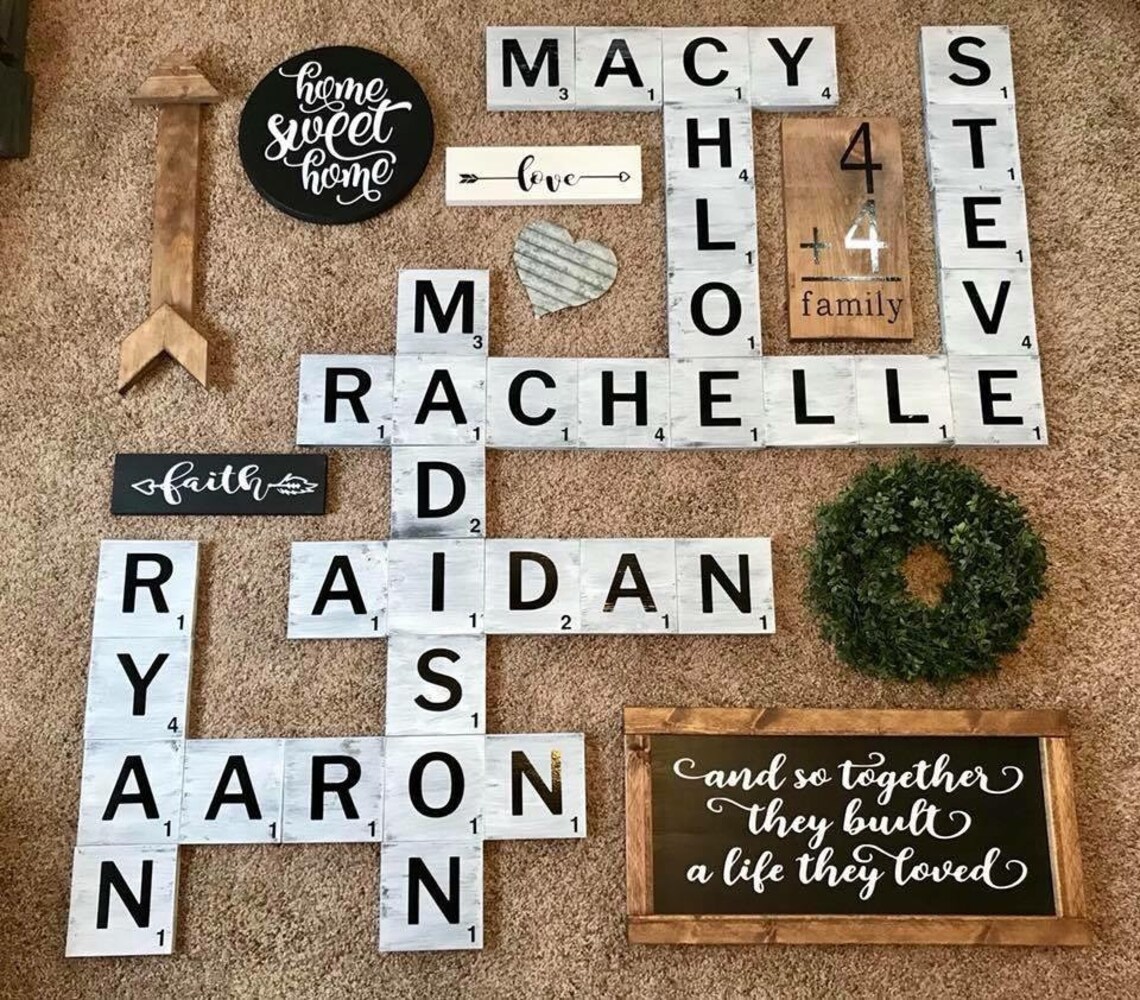 Wooden Scrabble Letters Scrabble Wall Puzzle Names Etsy UK