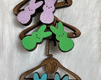 Wooden Easter Peep Earrings - Bunny Earrings - Peep Jewelry