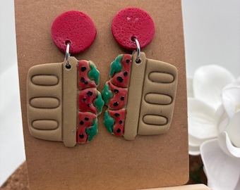 Clay Strawberry Basket Dangles - Summer - Berries