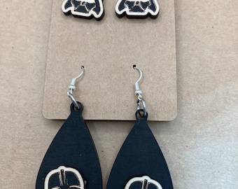 Darth Vader Wooden Earrings – Hand Painted Space Wars Jewelry