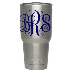 2 Yeti Tumbler Monogram Decal, Yeti Cup Vinyl Monogram Decal, Yeti Rambler Decal, Monogram for Yeti Cup, Yeti Cup Monogram