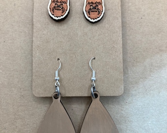D035 Storm Trooper Wooden Earrings - Space Wars Earrings - Vacation Jewelry - Dangle Earrings - Stud Earrings