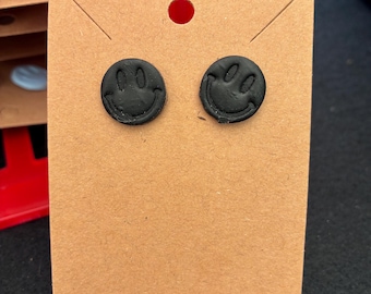Stud smiley earrings - polymer clay earrings - happy jewelry